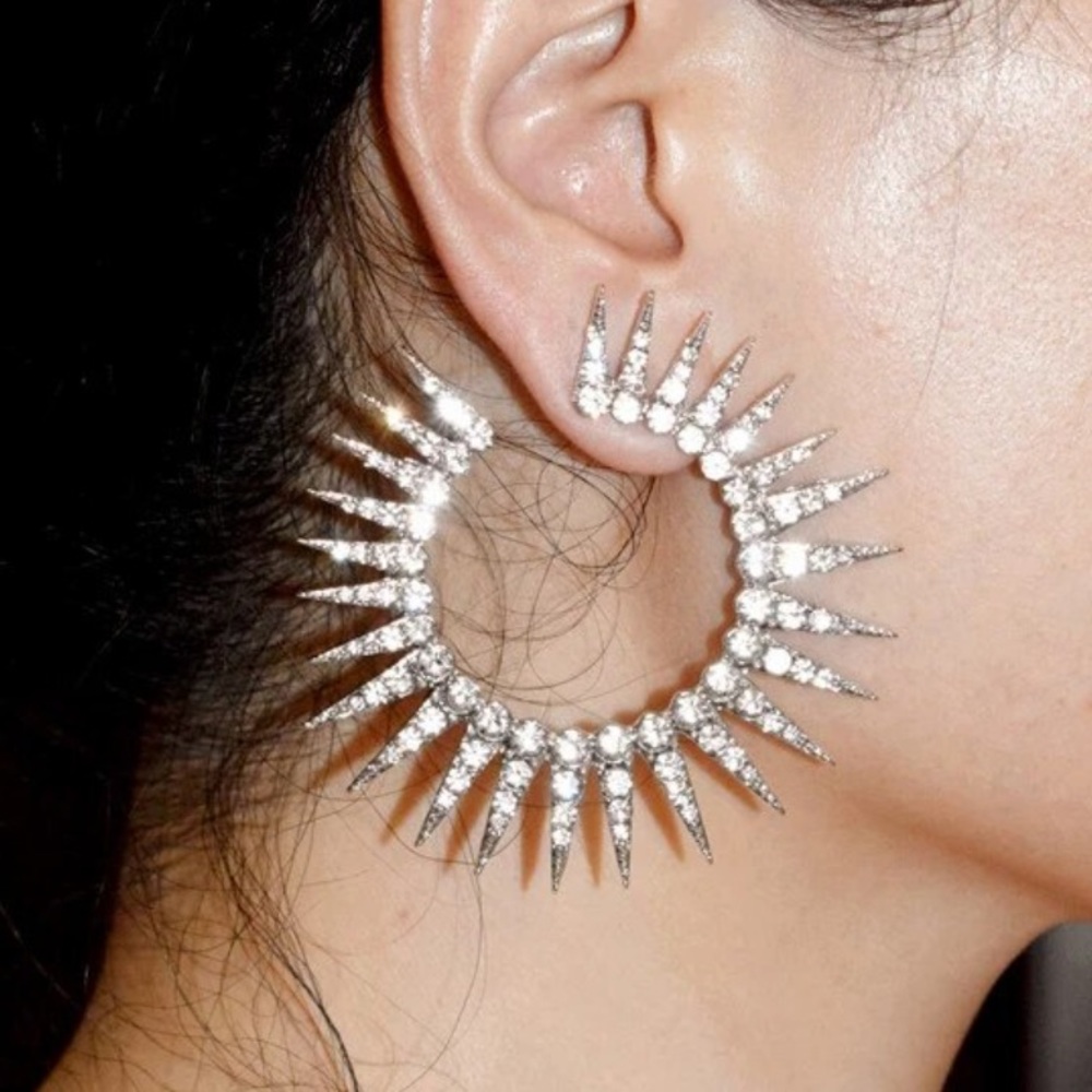 Silver Spike Hoop Earrings